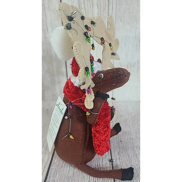 Annalee Dolls Felt Cozy Christmas Moose Reindeer Brown Red 8" 2012 New - Picture 3 of 10